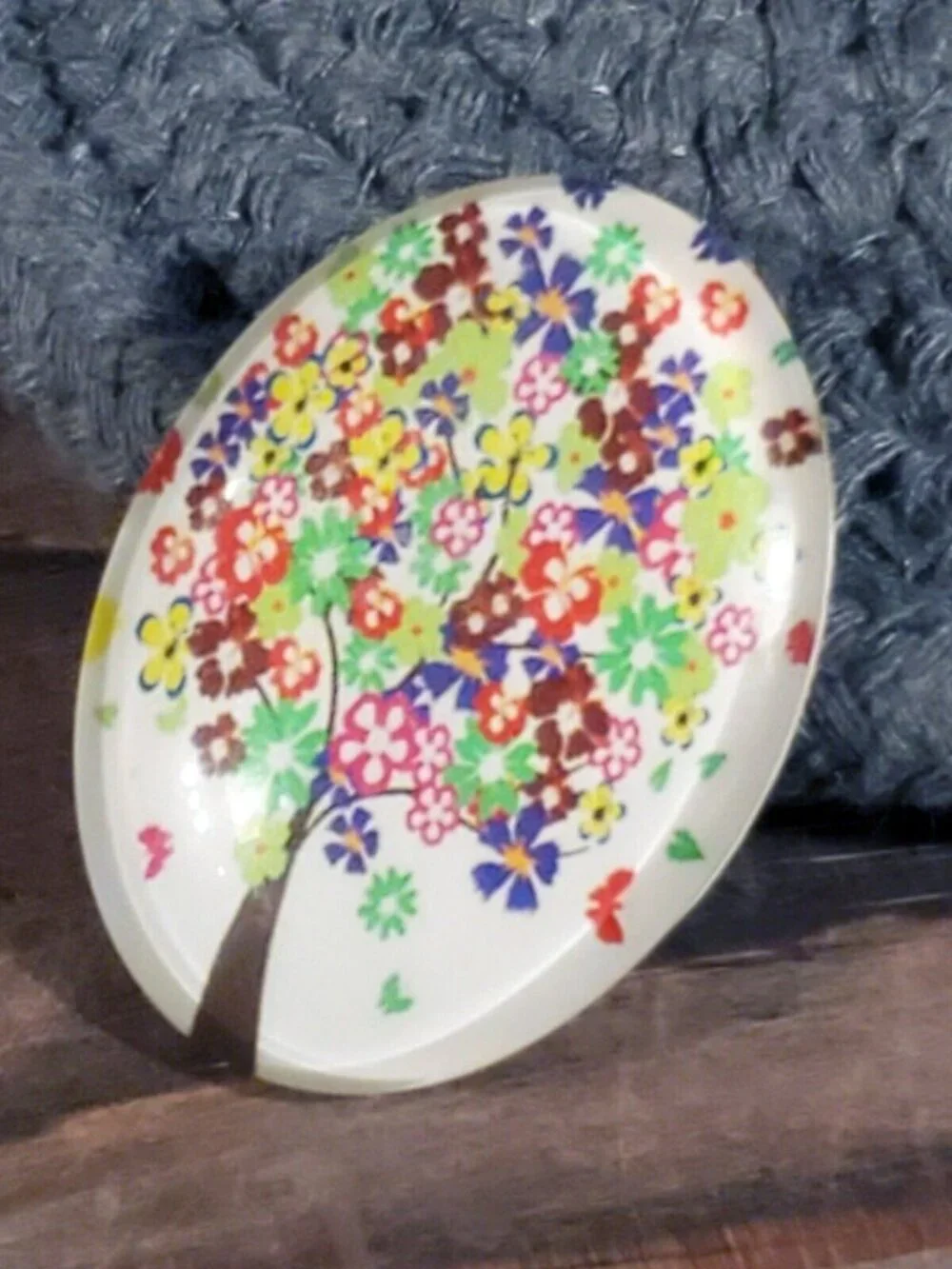 Handmade Tree of Life 40x30mm Oval Tempered Glass Cabochon 6939-K